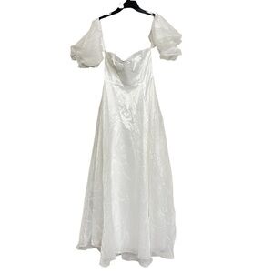 New Lulus Bridal True Excellence White Bustier Off The Shoulder Gown White Dress